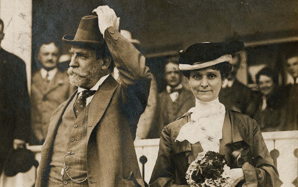 Archival image of Charles Evans Hughes and his wife Antoinette 