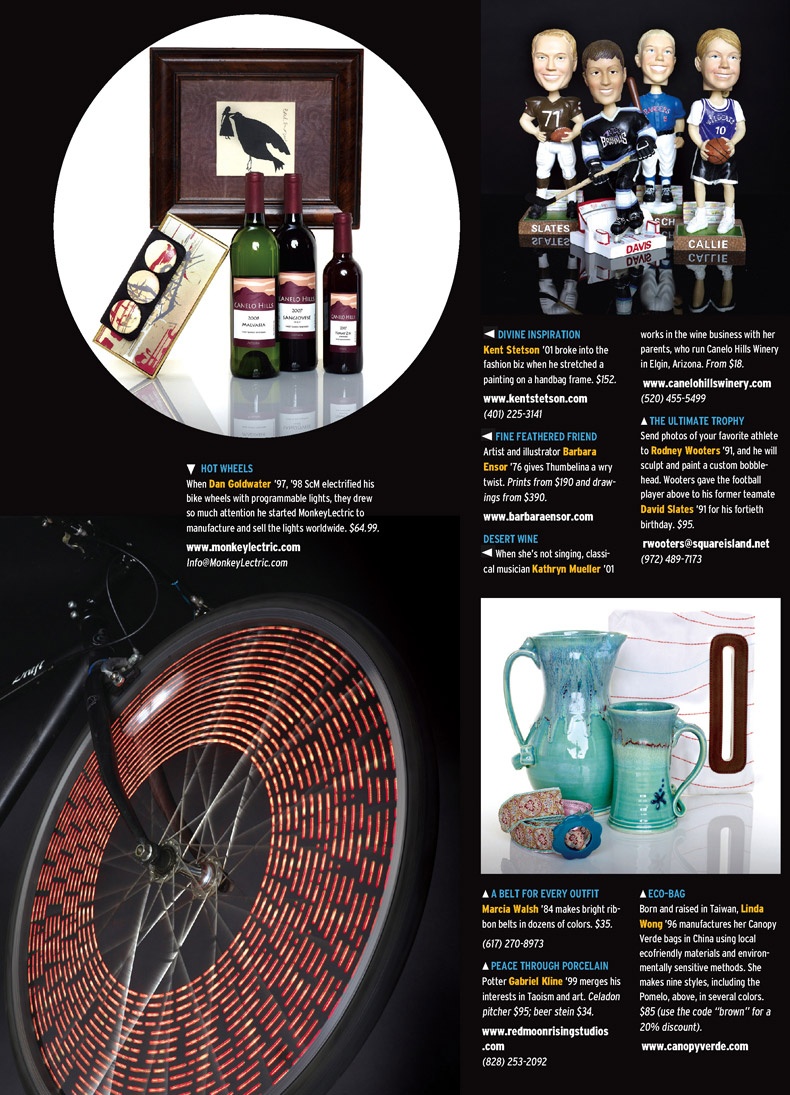 Magazine spread featuring various gift items.