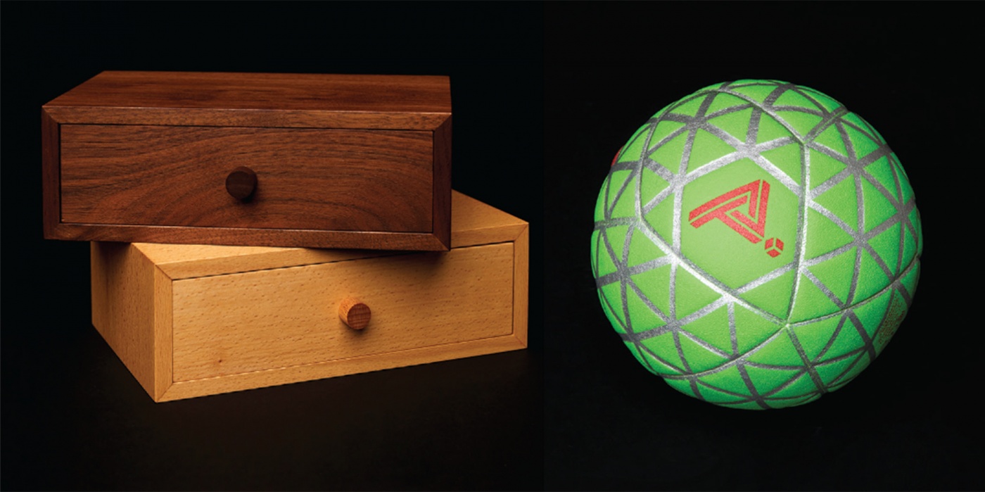 wooden boxes and digital ball