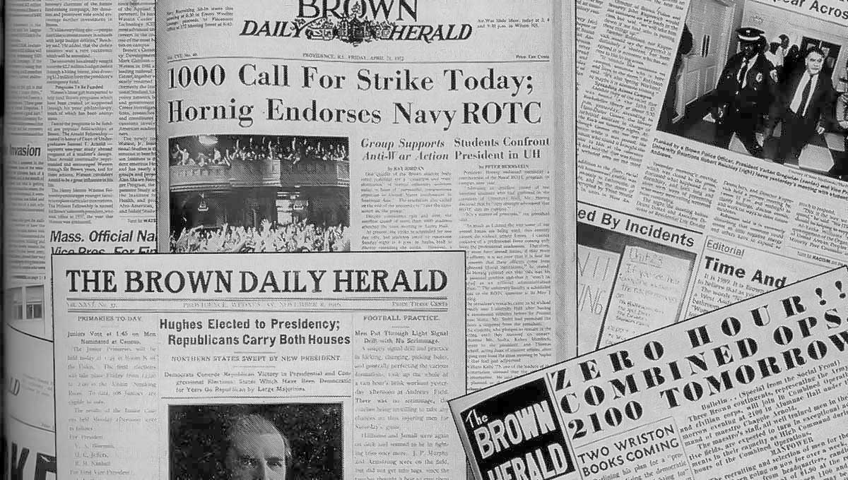 Image of a pile of Brown Daily Herald newspapers