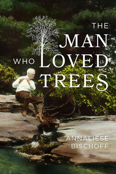image of an older man sitting near trees