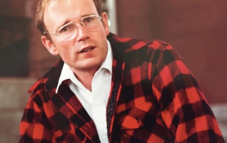 Photo of Tom Eastler ’66 in a red/black plaid coat